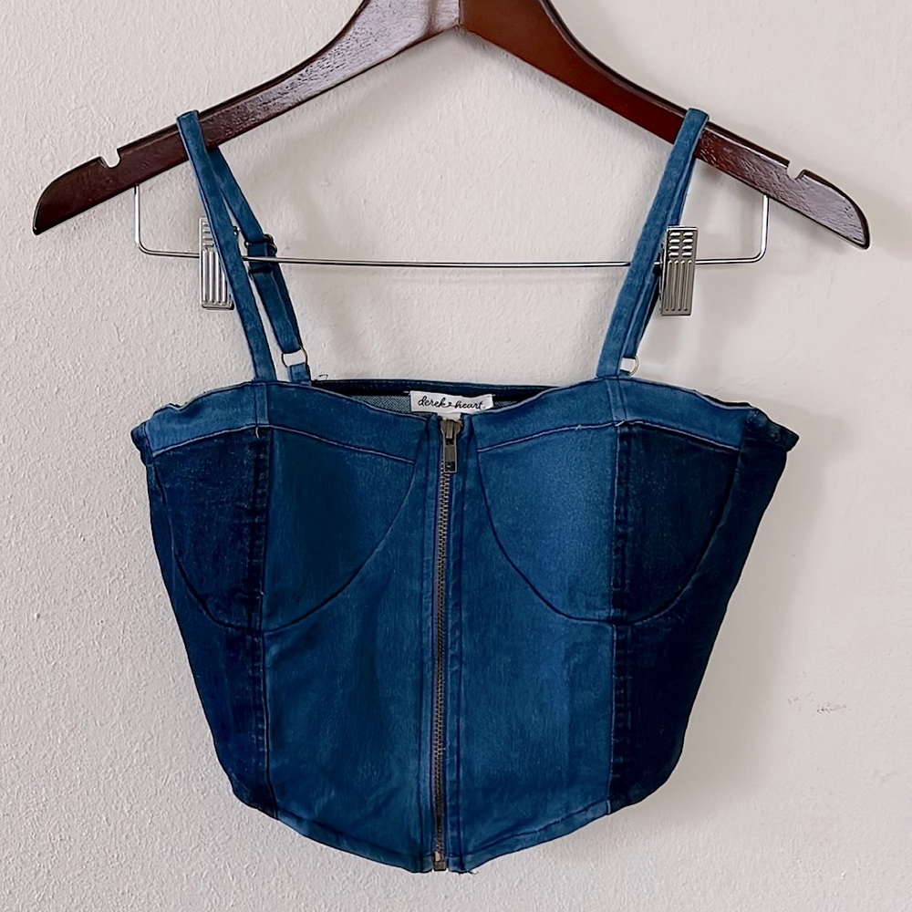 Derek Heart Denim Corset Top
